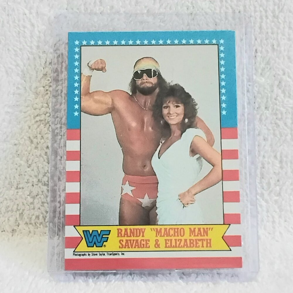 Mint 1987 Topps 'Machl Man' & Elizabeth Wrestling Stars WWF Card 7!!